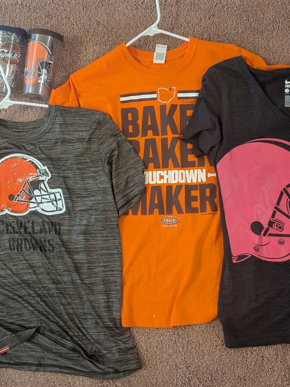 Women's Cleveland Browns Shirts and Browns/Cavs Tumblers